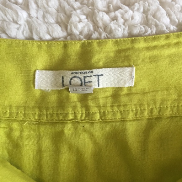 Loft Neon Yellow Green Cotton Layered Skirt - Picture 4 of 8